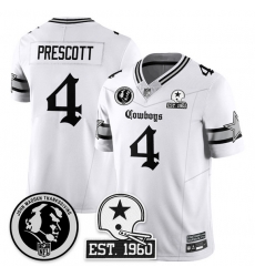 Men Dallas Cowboys 4 Dak Prescott White 2025 F U S E With John Madden Patch 26 Established In 1960 Patch Vapor Limited Stitched Football Jersey Men Dallas Cowboys 4 Dak Prescott White 2025 F U S E With John Madden Patch 26 Established In 1960 Patch Vapor Limited Stitched Football Jersey