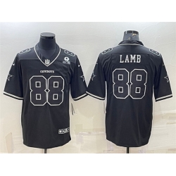 Men Dallas Cowboys 88 CeeDee Lamb Black With 1960 Patch Limited Stitched Football Jersey
