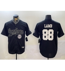 Men Dallas Cowboys 88 CeeDee Lamb Black With Patch Cool Base Stitched Baseball Jersey 1