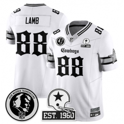 Men Dallas Cowboys 88 CeeDee Lamb White 2025 F U S E  With John Madden Patch  26 Established In 1960 Patch Vapor Limited Stitched Football Jersey