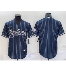 Men Dallas Cowboys Blank Navy With Patch Cool Base Stitched Baseball Jersey