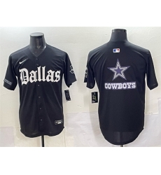 Men Dallas Cowboys Team Big Logo Black  Gothic Lone Star Edition Limited Stitched Baseball Jersey