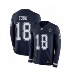 Mens Dallas Cowboys 18 Randall Cobb Limited Navy Blue Therma Long Sleeve Football Jersey