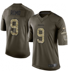 Mens Dallas Cowboys 9 Tony Romo Nike Green Salute To Service Limited Jersey