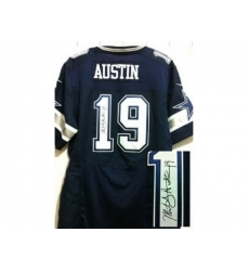 Nike Dallas Cowboys 19 Miles Austin Blue Elite Signed NFL Jersey