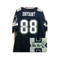 Nike Dallas Cowboys 88 Dez Bryant Blue Elite Signed NFL Jersey