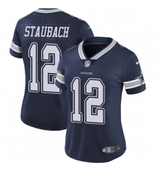 Womens Nike Dallas Cowboys 12 Roger Staubach Navy Blue Team Color Vapor Untouchable Limited Player NFL Jersey