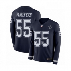 Youth Nike Dallas Cowboys 55 Leighton Vander Esch Limited Navy Blue Therma Long Sleeve NFL Jersey