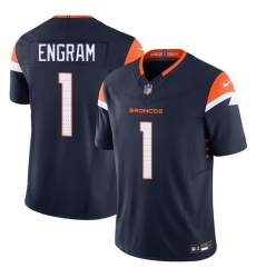 Men Denver Broncos 1 Evan Engram Navy F U S E  Vapor Limited Stitched Football Jersey