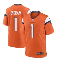 Men Denver Broncos 1 Evan Engram Orange 2025 Alternate Stitched Game Jersey