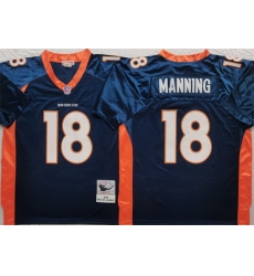 Men Denver Broncos 18 Peyton Manning Navy Throwback Stitched Jersey