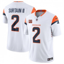 Men Denver Broncos 2 Pat Surtain II White 2025 F U S E  With 2 Star C Patch Vapor Limited Stitched Football Jersey