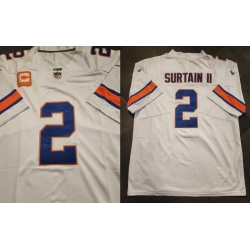 Men Denver Broncos 2 Pat Surtain II White With 1 star C Patch Stitched Football Jersey