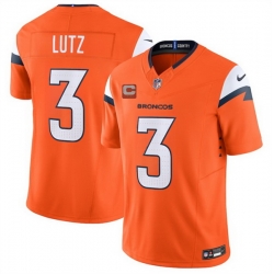 Men Denver Broncos 3 Wil Lutz Orange 2025 F U S E  With 2 Star C Patch Vapor Limited Stitched Football Jersey