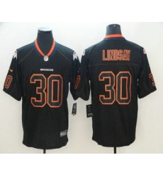 Men Denver Broncos 30 Phillip Lindsay 2018 Black Lights Out Color Rush Stitched NFL Nike Limited Jersey