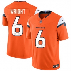 Men Denver Broncos  6 William Wright Orange 2026 Draft F U S E  Vapor Limited Stitched Football Jersey