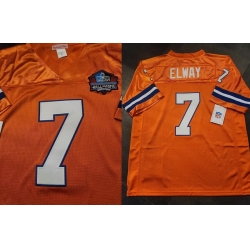Men Denver Broncos 7 John Elway Orange Hall of Fame Patch Stitched Football Jersey