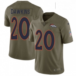 Men Nike Denver Broncos 20 Brian Dawkins Limited Olive 2017 Salute to Service NFL Jersey