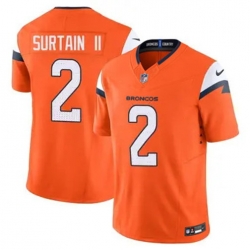 Men Nike Denver Broncos Patrick Surtain II Stitched Orange Limited Jersey