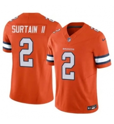 Men Nike Denver Broncos Patrick Surtain II Stitched Rush Orange Limited Jersey