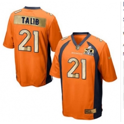 Nike Broncos #21 Aqib Talib Orange Team Color Mens Stitched NFL Game Super Bowl 50 Collection Jersey