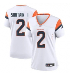 Women Nike Denver Broncos 2 Patrick Surtain II White Vapor Limited Jersey