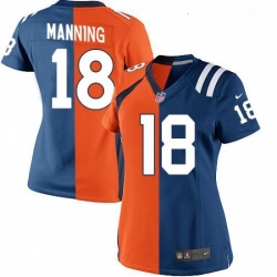 Womens Nike Denver Broncos 18 Peyton Manning Limited Navy BlueWhite Split Fashion NFL Jersey