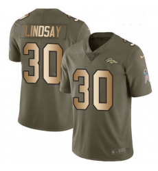 Youth Nike Denver Broncos 30 Phillip Lindsay Limited Olive Gold 2017 Salute to Service NFL Jersey