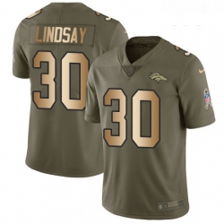 Youth Nike Denver Broncos 30 Phillip Lindsay Limited Olive Gold 2017 Salute to Service NFL Jersey