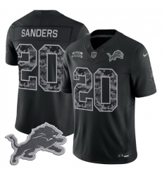 Men Detroit Lions  20 Barry Sanders Black F U S E  2026 Salute to Service Limited Stitched Football Jersey