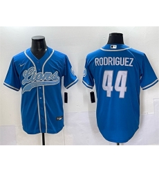 Men Detroit Lions 44 Malcolm Rodriguez Blue Cool Base Stitched Baseball Jersey