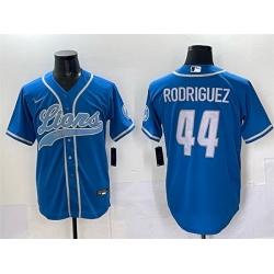 Men Detroit Lions 44 Malcolm Rodriguez Blue Cool Base Stitched Baseball Jersey