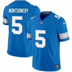 Men Detroit Lions 5 David Montgomery Blue 2024 F U S E  Vapor Limited Stitched Jersey