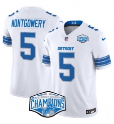 Men Detroit Lions 5 David Montgomery White 2024 NFC North Champions F U S E  Vapor Limited Stitched Jersey