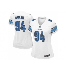 Nike NFL Detroit Lions #94 Ziggy Ansah Elite Women's Road White Jersey