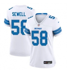 Women Detroit Lions 58 Penei Sewell White 2024 F U S E Alternate Vapor Limited Stitched Jersey