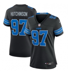 Women Detroit Lions 97 Aidan Hutchinson Black 2nd Alternate Stitched Jersey