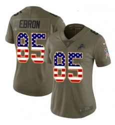 Womens Nike Detroit Lions 85 Eric Ebron Limited OliveUSA Flag Salute to Service NFL Jersey