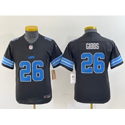 Youth Detroit Lions 26 Jahmyr Gibbs Black 2024 F U S E  2nd Alternate Vapor Limited Stitched jerseys