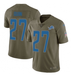 Youth Nike Lions #27 Glover Quin Olive Stitched NFL Limited 2017 Salute to Service Jersey