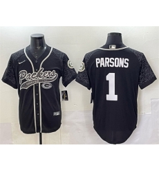 Men Green Bay Packers 1 Micah Parsons Black Reflective With Patch Cool Base Stitched Baseball Jersey Men Green Bay Packers 1 Micah Parsons Black Reflective With Patch Cool Base Stitched Baseball Jersey