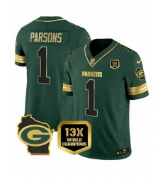 Men Green Bay Packers 1 Micah Parsons Green 2025 F U S E  Champions Patch and G Patch Vapor Untouchable Limited Stitched Football Jersey