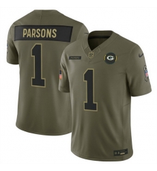 Men Green Bay Packers 1 Micah Parsons Olive 2025 F U S E  Salute to Service Limited Stitched Football Jersey