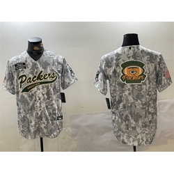 Men Green Bay Packers Team Big Logo 2024 Arctic Camo Salute To Service Stitched Baseball Jersey 1