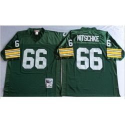 Mitchell&Ness 1966 Packers 66 Ray Nitschke Green Throwback Stitched NFL Jersey