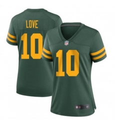 Women Green Bay Packers 10 Jordan Love Rush Vapor Limited Throwback Stitched Football Jersey