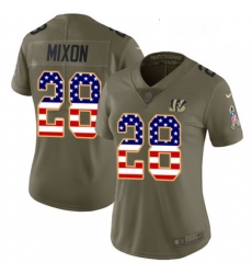 Womens Nike Cincinnati Bengals 28 Joe Mixon Limited OliveUSA Flag 2017 Salute to Service NFL Jersey