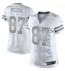 Womens Nike Green Bay Packers 87 Jordy Nelson Limited White Platinum NFL Jersey