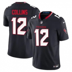 Men Houston Texans 12 Nico Collins Navy 2024 Alternate F U S E Vapor Stitched Jersey