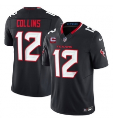 Men Houston Texans 12 Nico Collins Navy 2025 F U S E  With 1 Star C Patch Vapor Limited Stitched Football Jersey